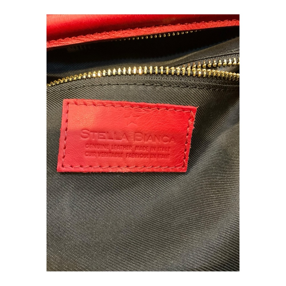 Stella Bianca Women’s Red Leather Woven Handbag Crossbody/Made in Italy - Picture 8 of 16